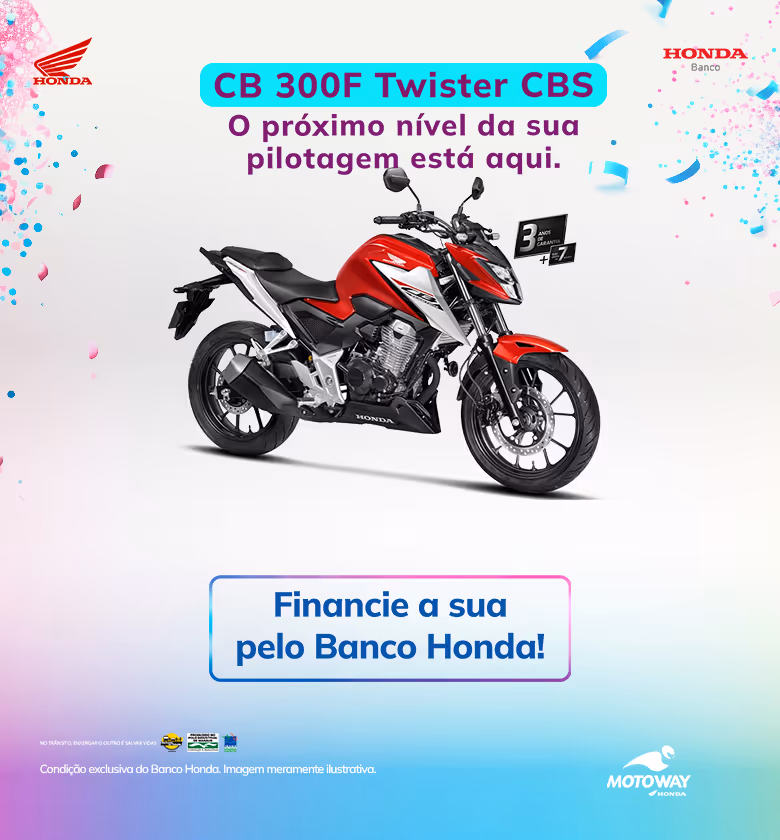 Banner Fevereiro 2026 Moto-Way Honda Financiamento CB 300F Twister CBS